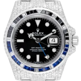 Rolex GMT-Master II Stainless Steel Micro Diamond Set with Custom Black/Blue Bezel 116710BLNR
