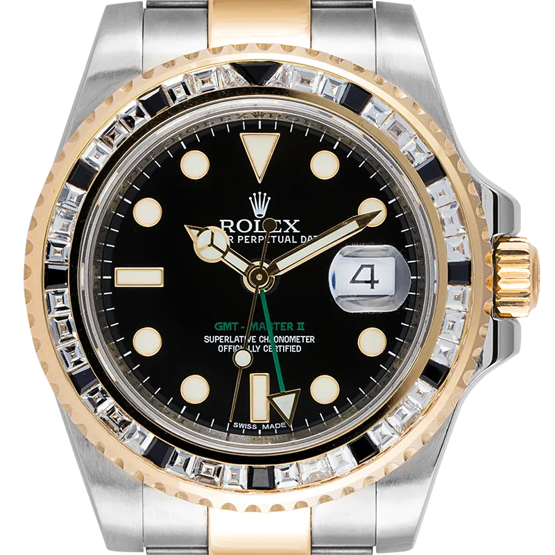 Rolex GMT-Master II Steel and Yellow Gold with custom White/Black bezel 116713LN