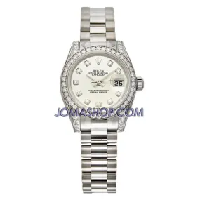 Rolex Lady-Datejust 26 White Dial 18K White Gold President Automatic Ladies Watch 179159WDP