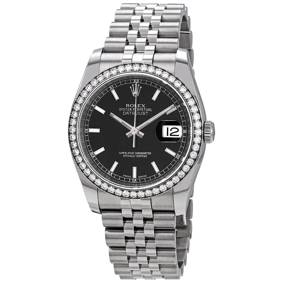 Rolex Oyster Perpetual Datejust 36 Black Dial Stainless Steel Jubilee Bracelet Automatic Men's Watch 116244BKSJ