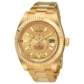 Rolex Sky-Dweller Champagne Dial Automatic Men's 18kt Yellow Gold Oyster Watch 326938CSO