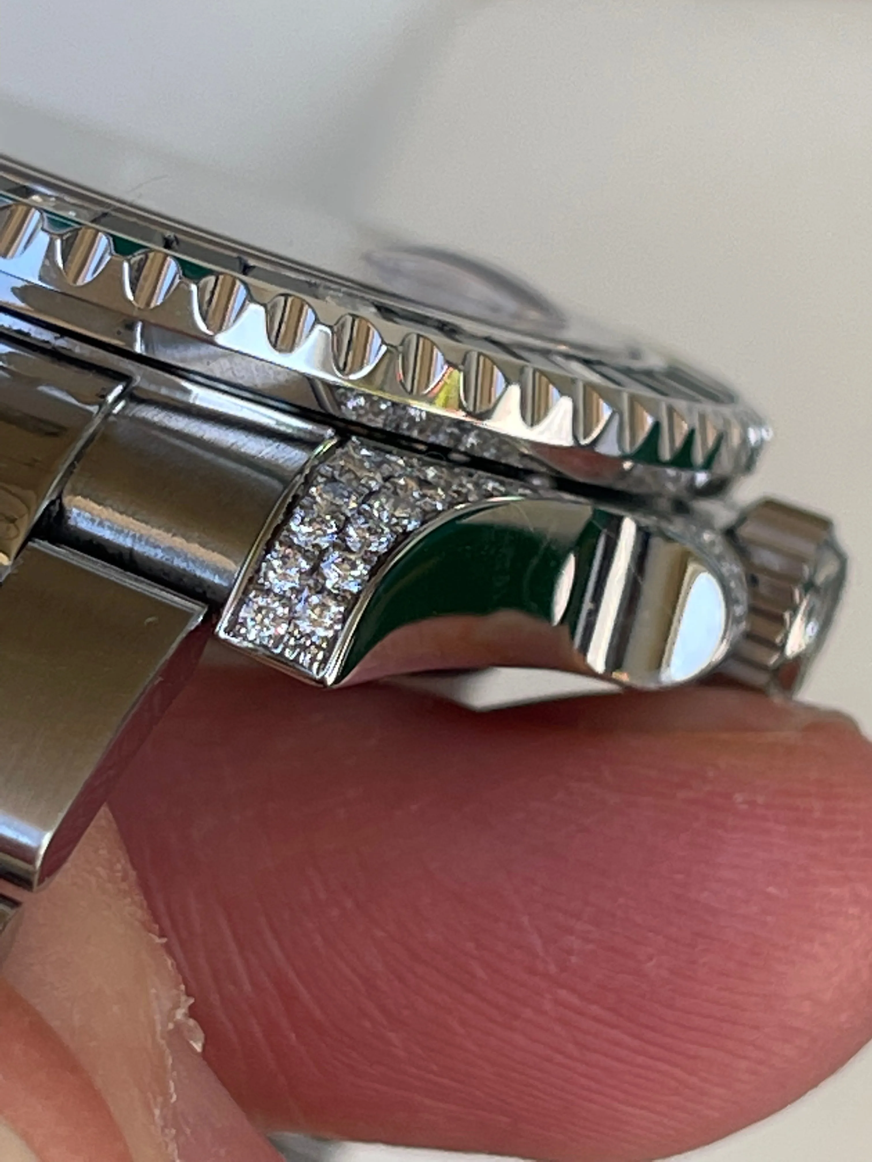 Rolex Submariner 116610LN 40mm Mens Stainless Steel Watch Custom Sapphire and Diamond Bezel for 116659 SABR Refinished Blue Dial Mint