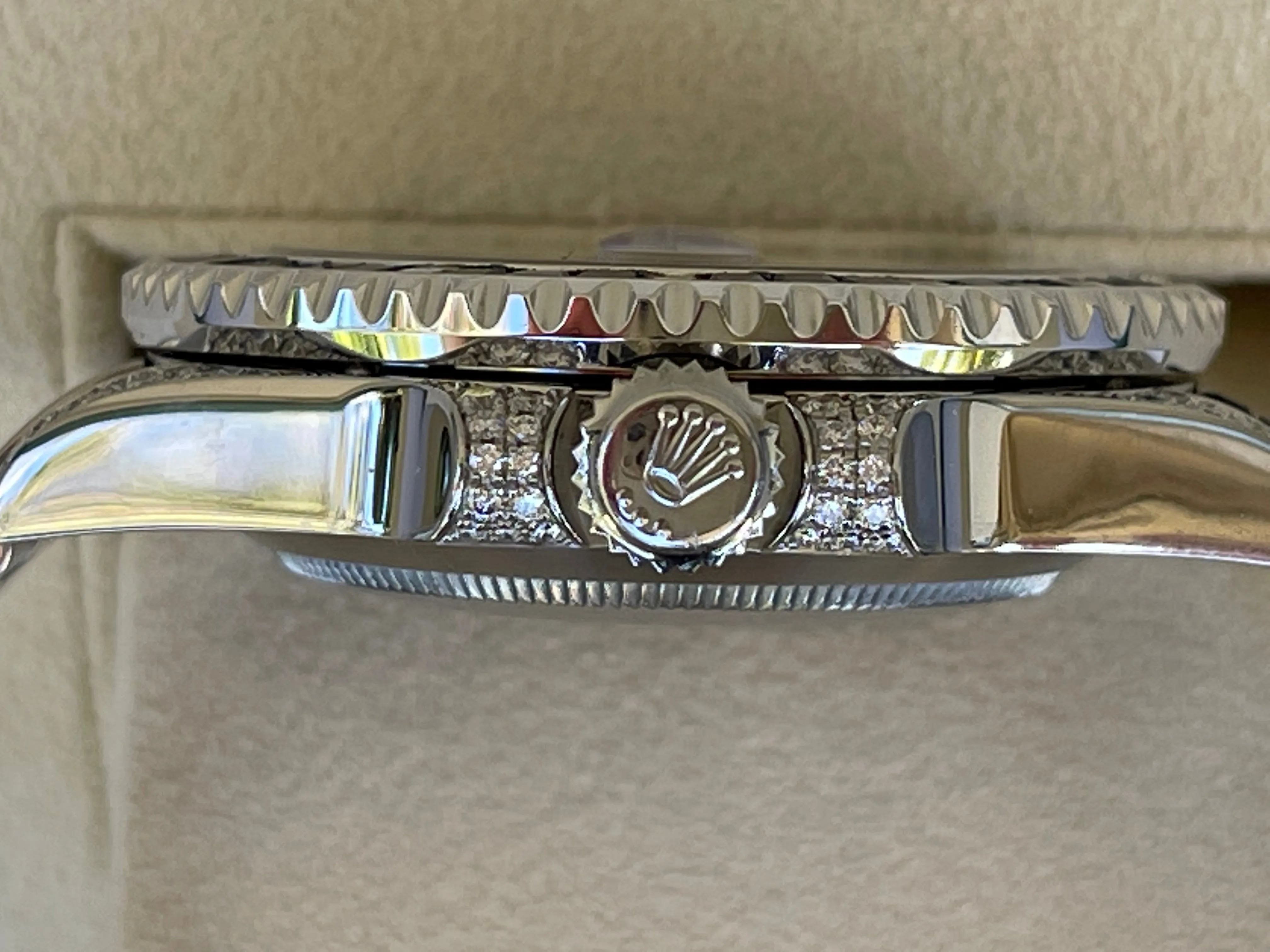 Rolex Submariner 116610LN 40mm Mens Stainless Steel Watch Custom Sapphire and Diamond Bezel for 116659 SABR Refinished Blue Dial Mint