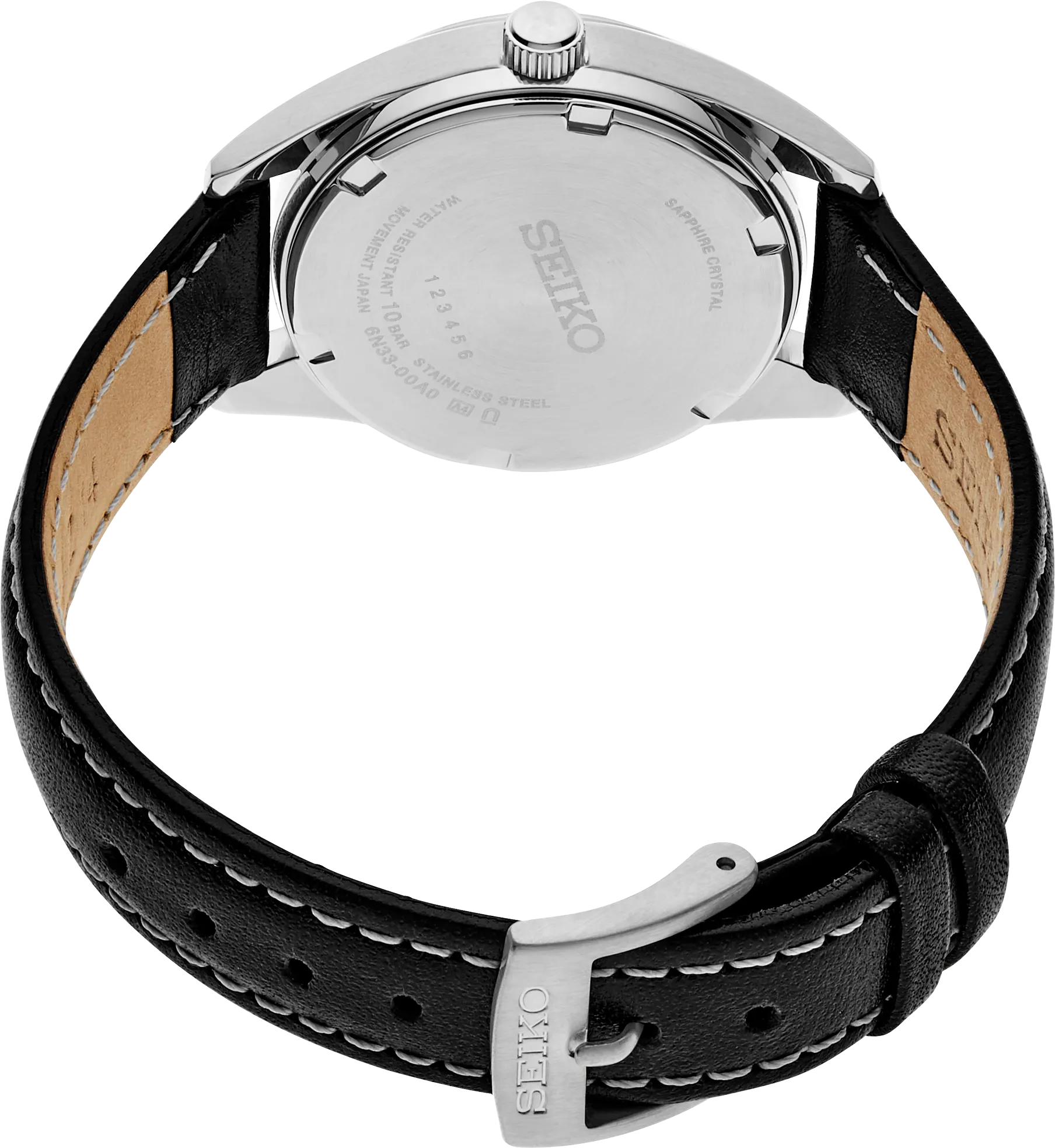 Seiko Essentials Black Leather Ladies Watch SUR455