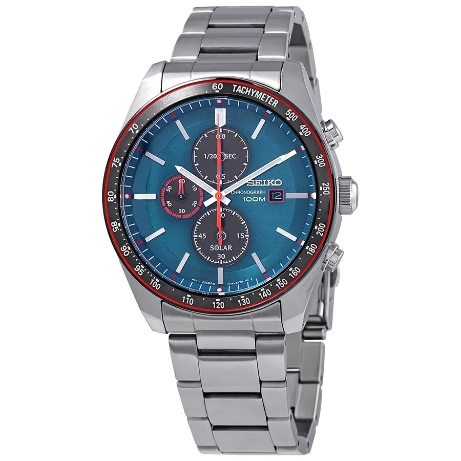 Seiko Solar Chronograph Quartz Blue Dial Men's Watch SSC717