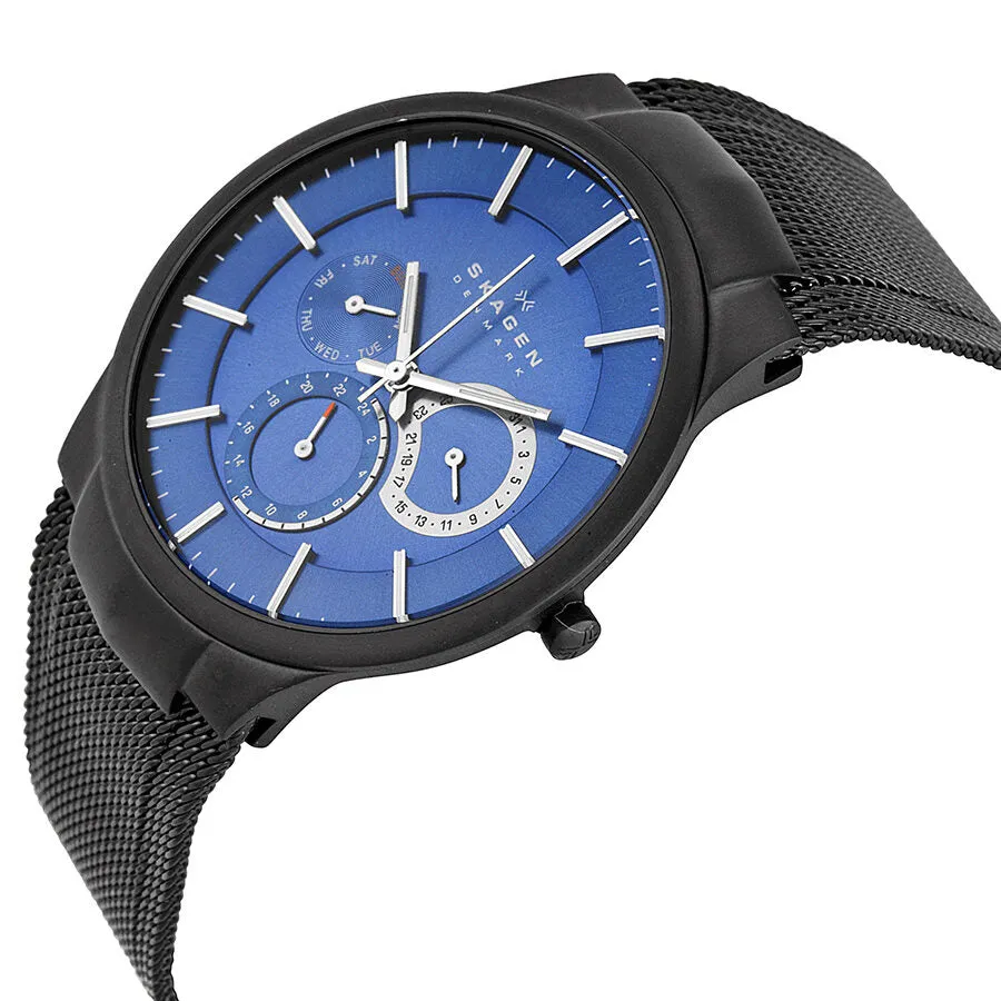 Skagen Chronograph Blue Dial Black Mesh Bracelet Men's Watch 809XLTBN