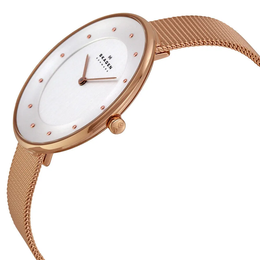 Skagen Gitte Silver Dial Rose Gold-tone Ladies Watch SKW2142
