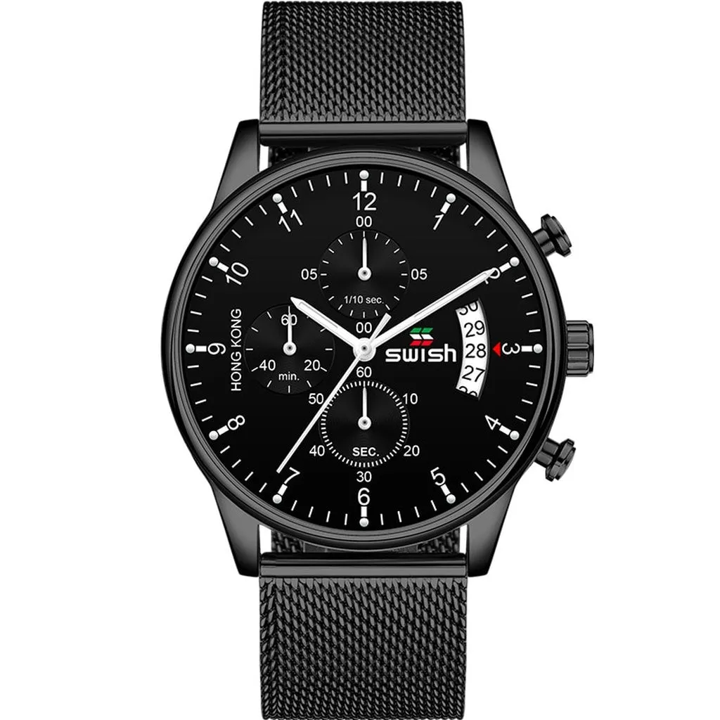 SWISH 2022 Top Brand Luxury Men Watches Waterproof Stainless Steel Wristwatch Men's Chronograph Casual Quartz Watch