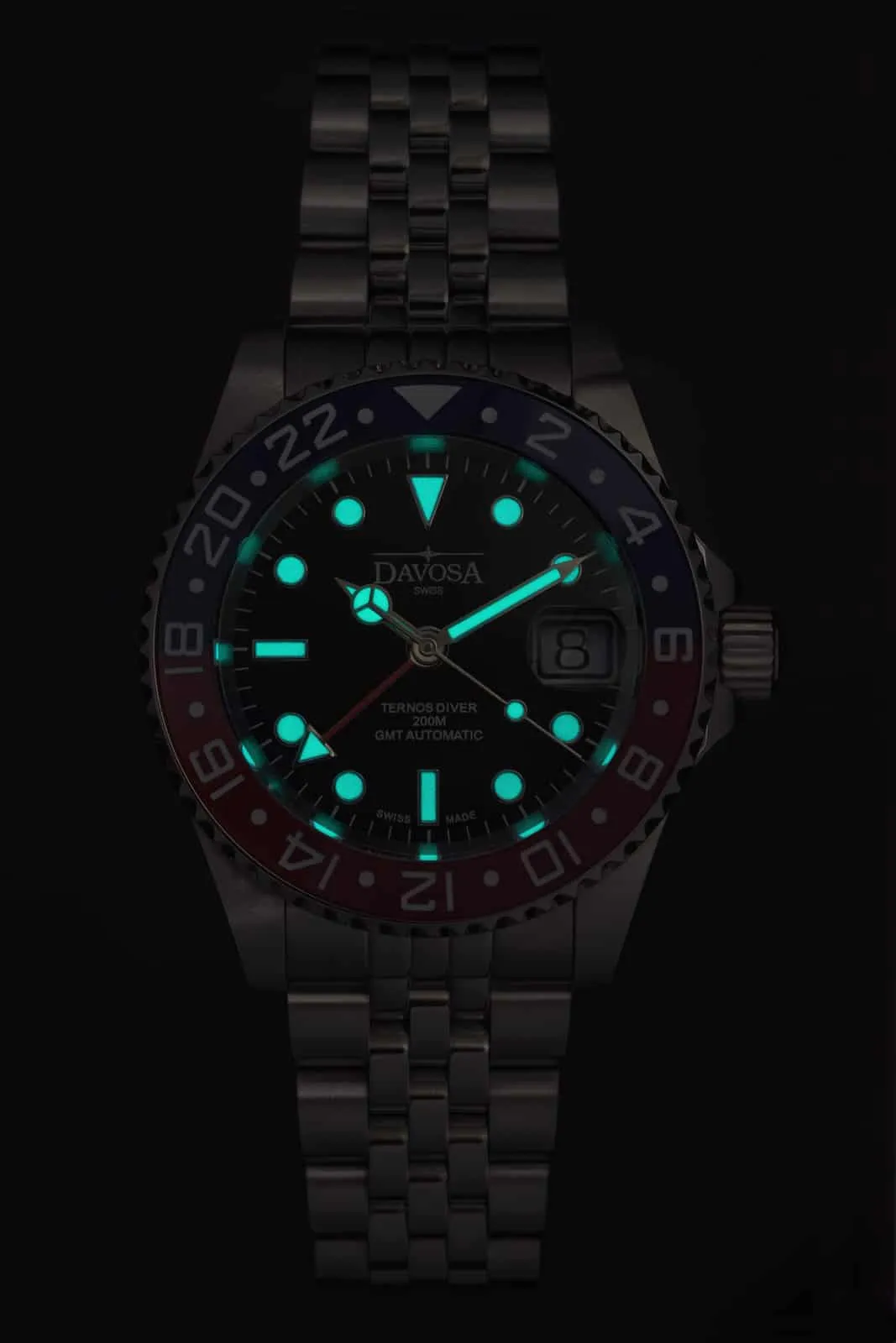 Ternos Ceramic Automatic GMT Swiss-Made Blue Red Diving Watch 16159006
