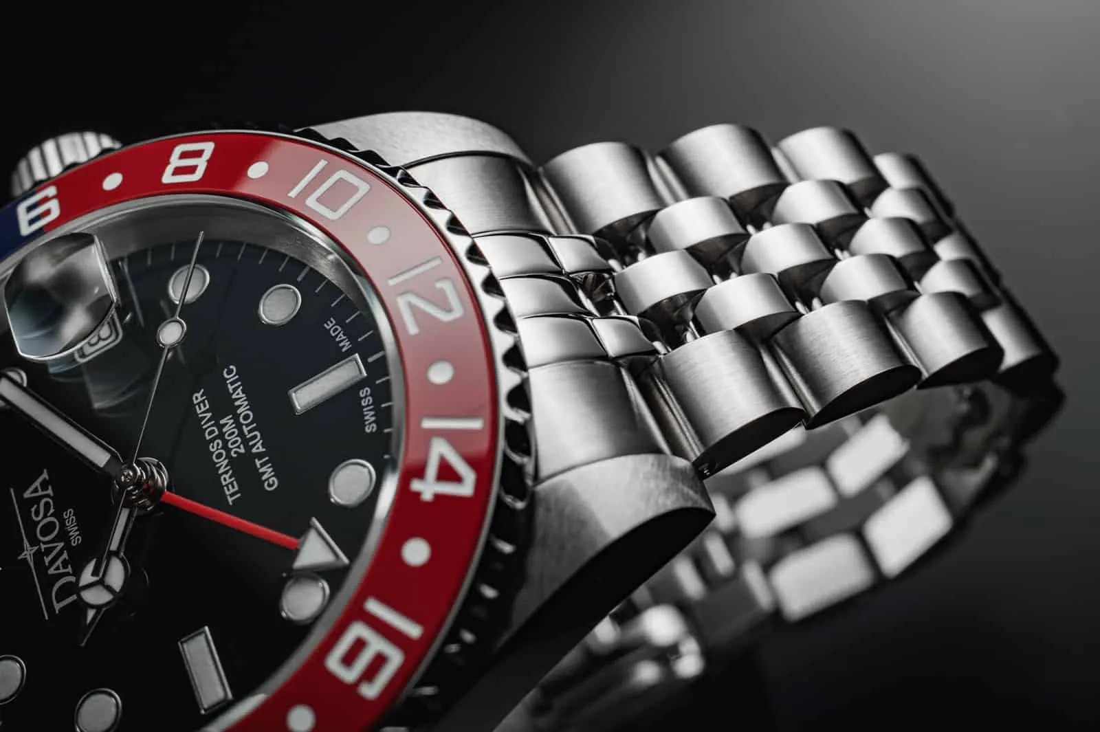 Ternos Ceramic Automatic GMT Swiss-Made Blue Red Diving Watch 16159006