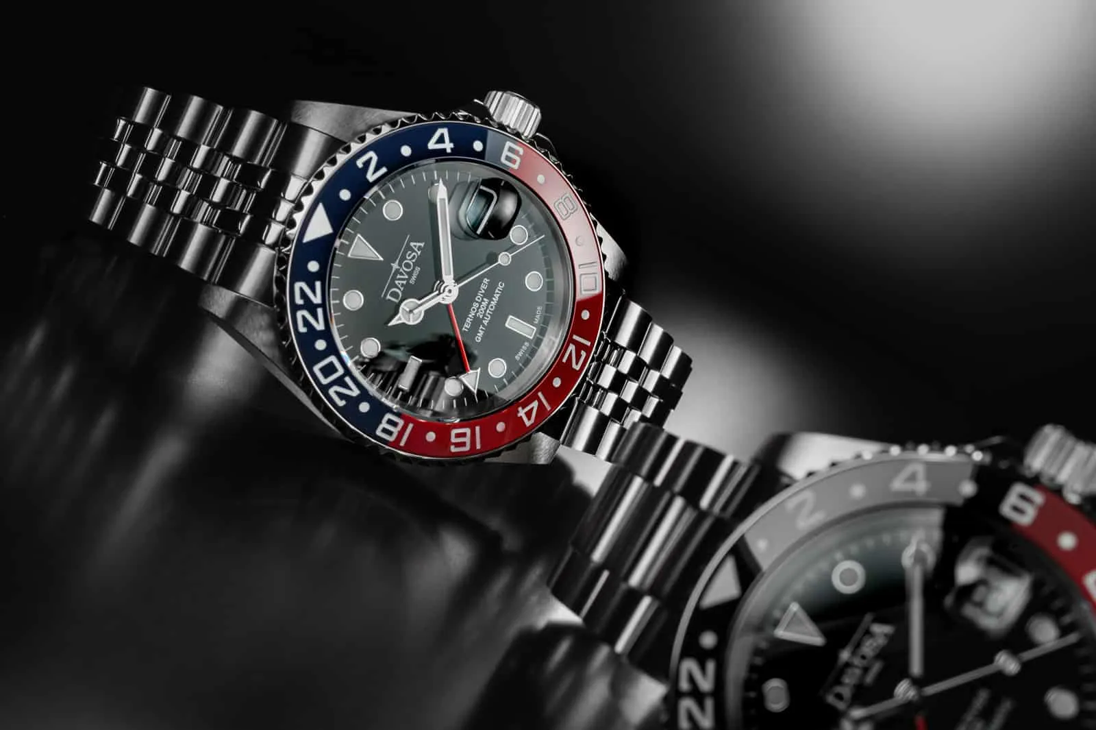 Ternos Ceramic Automatic GMT Swiss-Made Blue Red Diving Watch 16159006