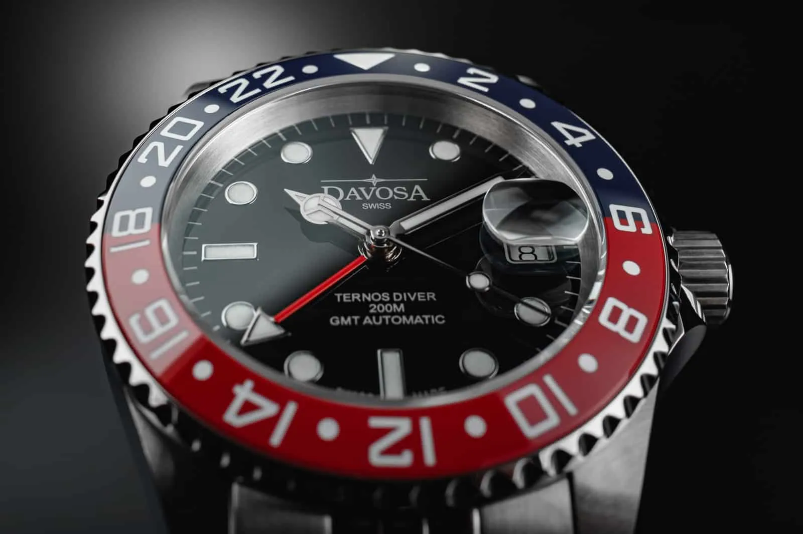 Ternos Ceramic Automatic GMT Swiss-Made Blue Red Diving Watch 16159006