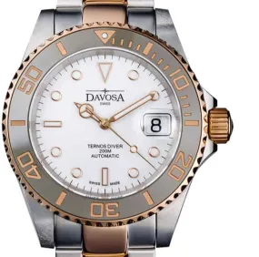 Ternos Ceramic Automatic Swiss-Made White Rose Gold Diving Watch 16155563