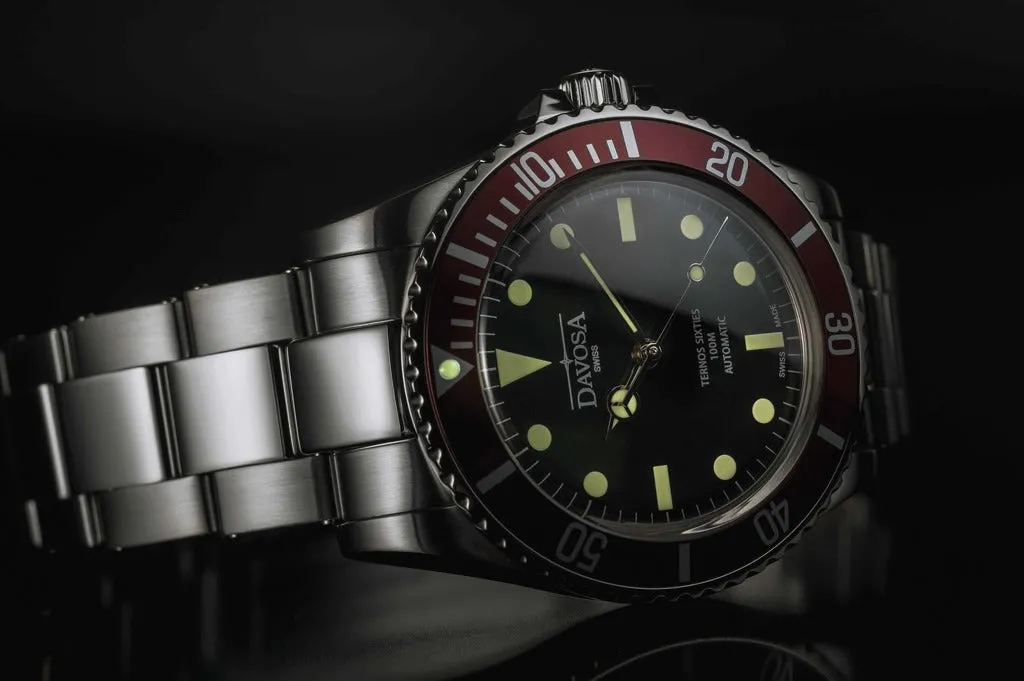 Ternos Sixties Automatic 100m Black Burgundy Diving Watch 16152560