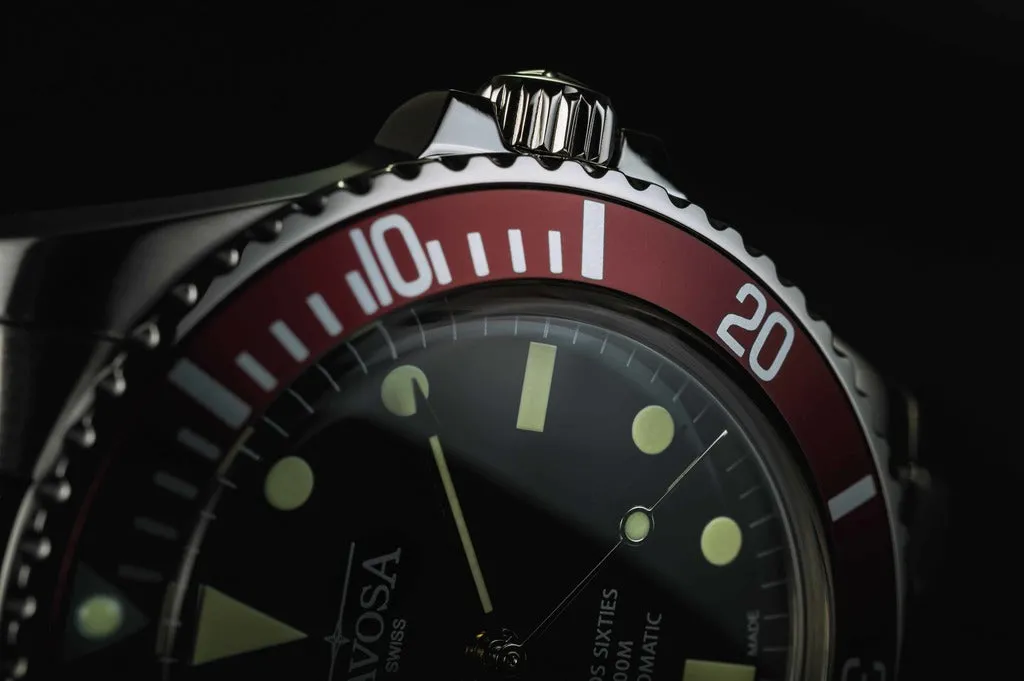 Ternos Sixties Automatic 100m Black Burgundy Diving Watch 16152560