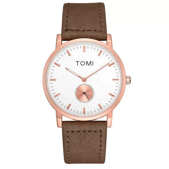 TOMI Slim Dial Quartz Leather Strap T-072