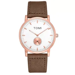 TOMI Slim Dial Quartz Leather Strap T-072