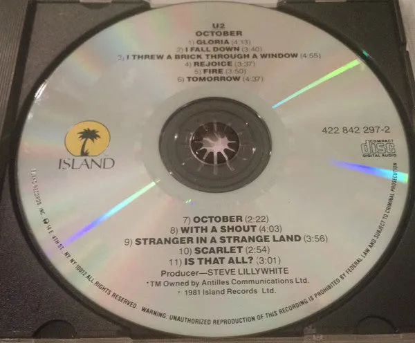 U2 - October (CD, Album, RE, RP, EDC) (NM or M-)