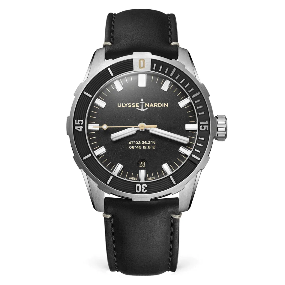 Ulysse Nardin - Diver 42 Black - Calf Leather Strap - 42mm
