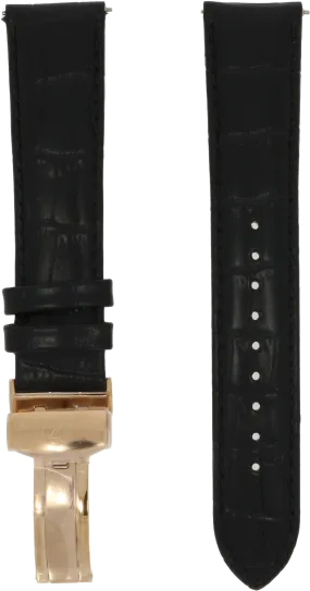 Zelos Black Leather Strap 20mm RGP Deployant Clasp