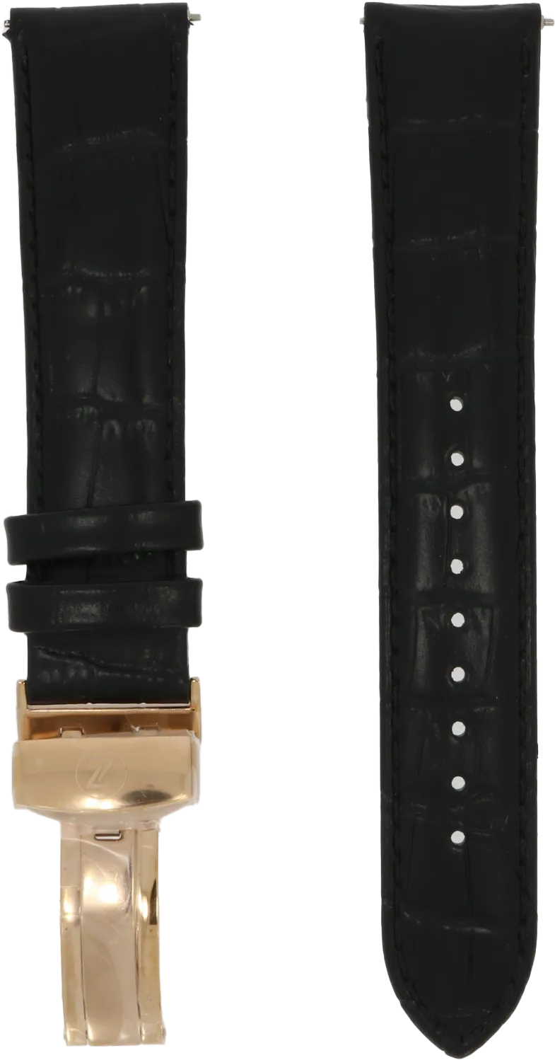 Zelos Black Leather Strap 20mm RGP Deployant Clasp